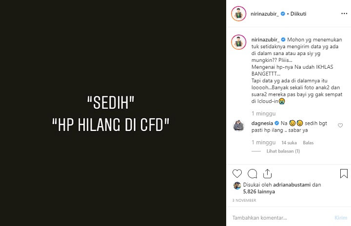 Nirina Zubir Ungkap Hikmah Kehilangan Ponsel