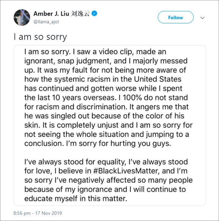 Amber Minta Maaf Usai Berkomentar Rasis Terhadap Kaum Kulit Hitam