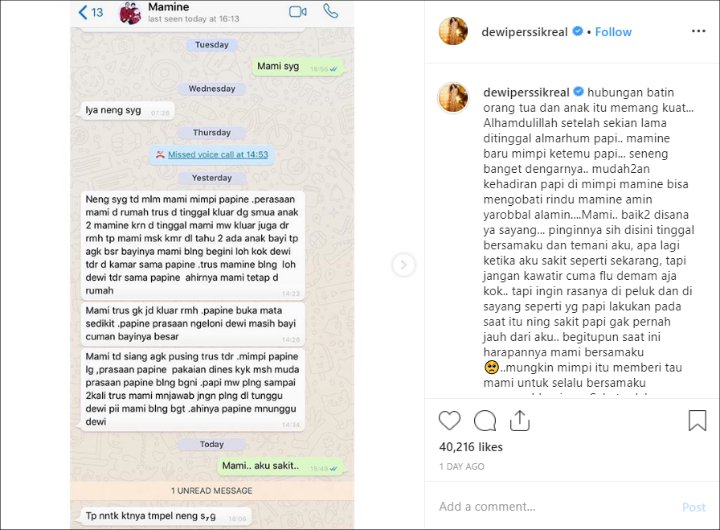 Dewi Persik Terharu Usai Mamanya Cerita Mimpi Sang Anak Dipeluk Mendiang Ayah