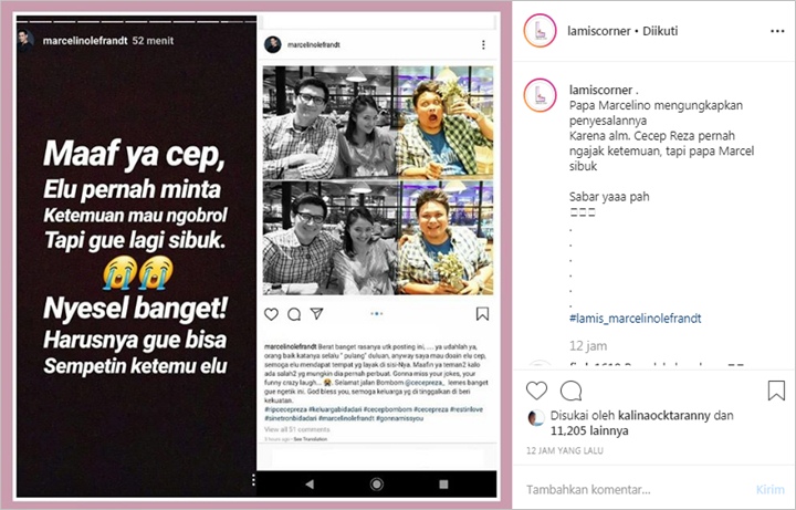 Marcelino Lefrant Menyesal Tak Kabulkan Keinginan Sederhana Mendiang Cecep Reza