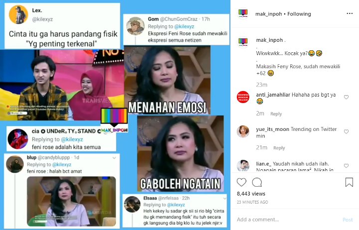 Pacar Rahmawati Kekeyi Bicara Soal Cinta, Meme Kesal Feni Rose Disebut Wakili Perasaan Netizen