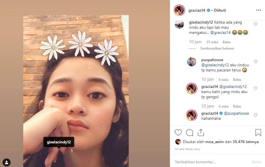 Gracia Indri Posting Foto Gisela Cindy