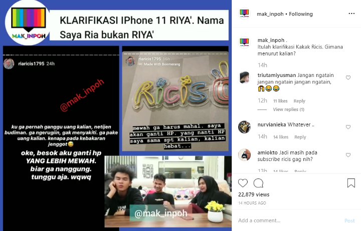 Ria Ricis Ngakak Disebut Riya’, Klarifikasi Soal Handphone Baru Hanya Untuk Live Instagram