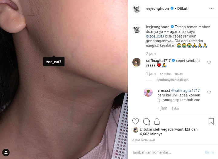 Komentar Raffi Ahmad di Instagram Lee Jeong Hoon