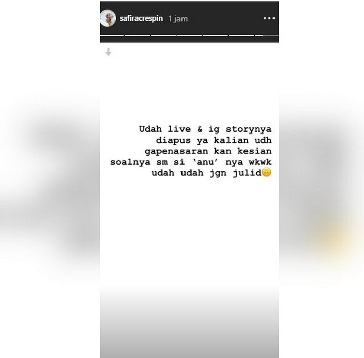 Safira Enggan Bicara Lagi