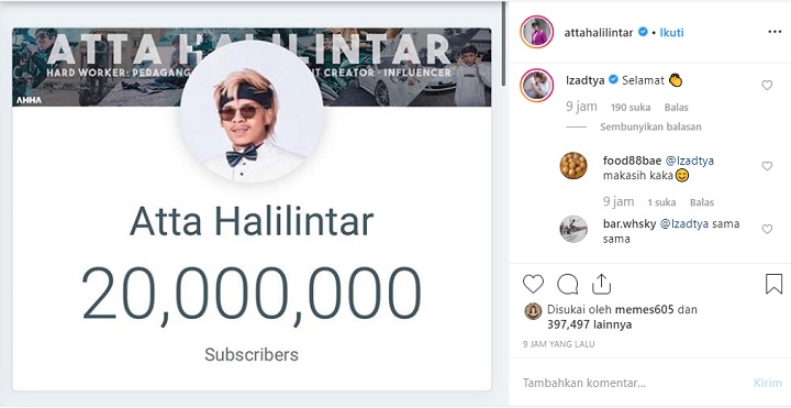 Komentar Liza Aditya Dicuekin Atta Halilintar