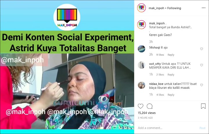 Totalitas Istri Uya Kuya Dandan Jadi Nenek-Nenek Demi Konten YouTube
