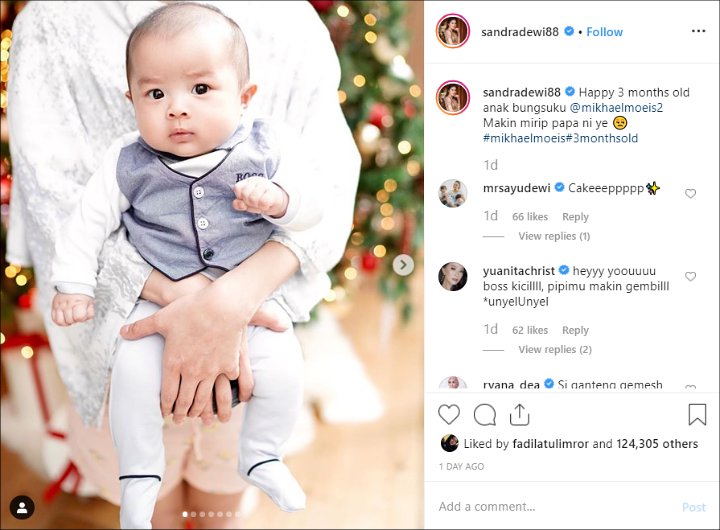 Genap Usia 3 Bulan, Sandra Dewi Sebal Anak Bungsu Makin Mirip Suaminya