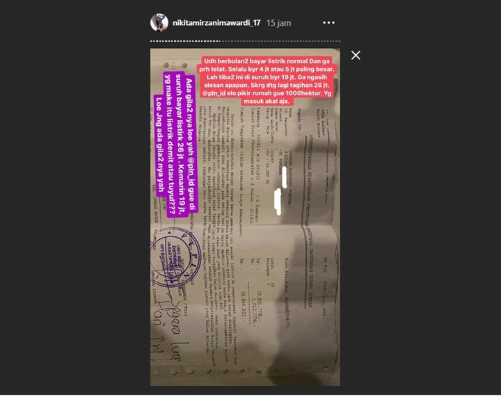 Nikita Mirzani Protes Tagihan Listrik