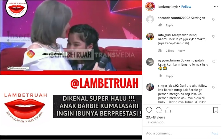 Bikin Haru, Barbie Kumalasari Nangis Saat sang Anak Minta Maaf Soal Perilaku Halunya