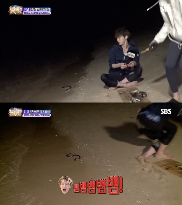 Ngeri, Doyoung NCT Didekati Ular Laut Beracun di \'Laws of the Jungle\' Indonesia