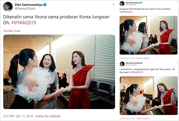 Postingan Twitter Dian Sastro Bertemu Yoona