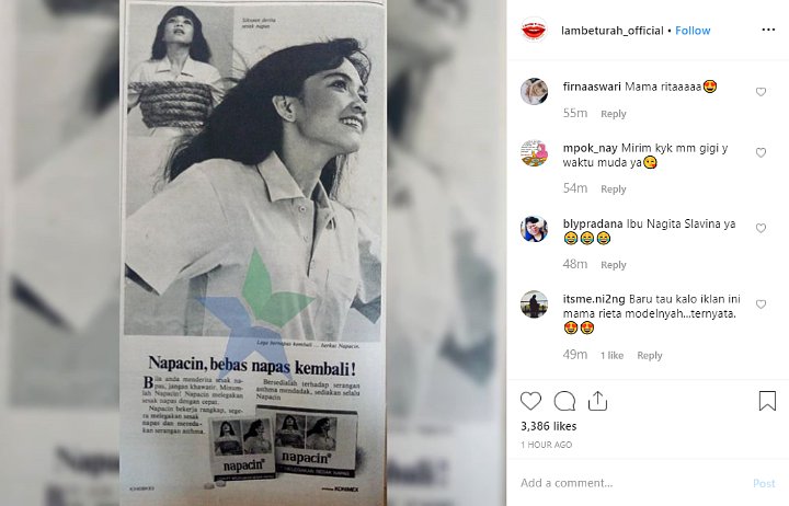 Masa Muda Mama Rieta Disebut Sangat Mirip Nagita Slavina di Iklan Produk Obat Ini
