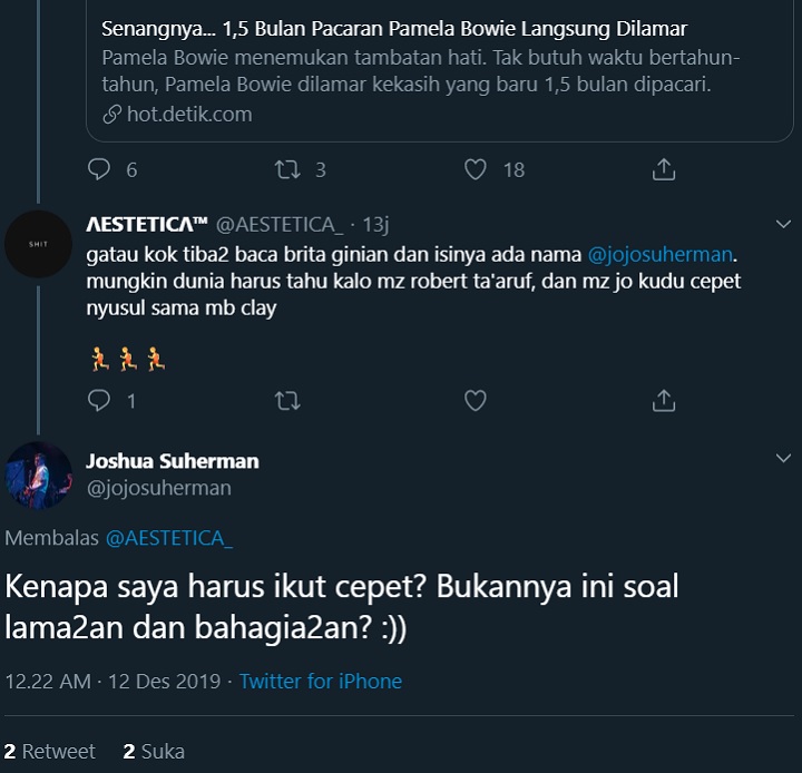 Balasan Menohok Joshua Suherman