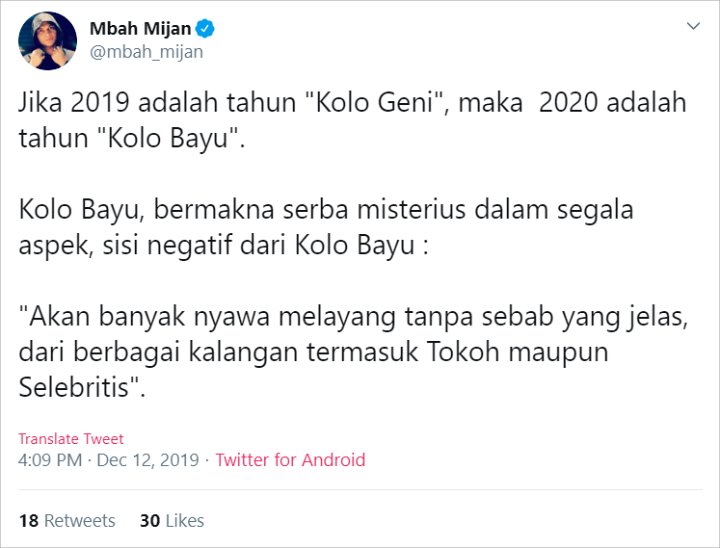 Ramalan Mbah Mijan Tahun 2020