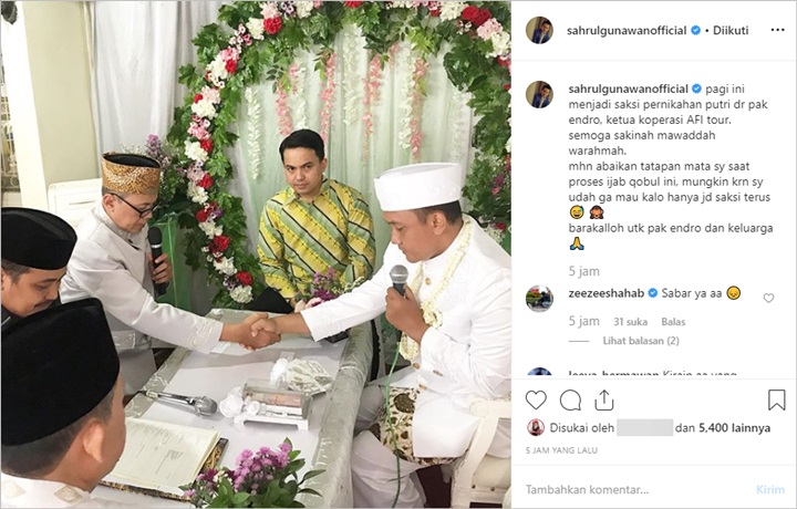 Sahrul Gunawan Jadi Saksi Nikah