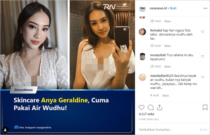 Anya Geraldine Jadi Bahan Gosip Usai Ngaku Cuma Andalkan Air Wudhu Sebagai Skincare