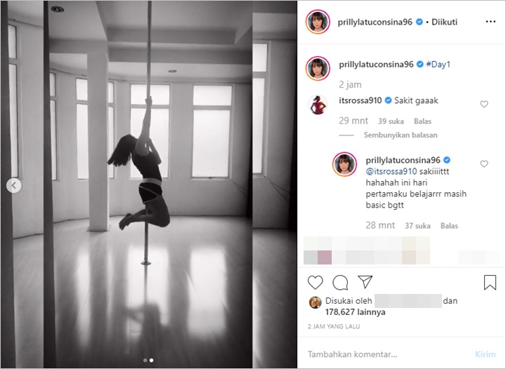 Prilly Latuconsina Latihan Pole Dance
