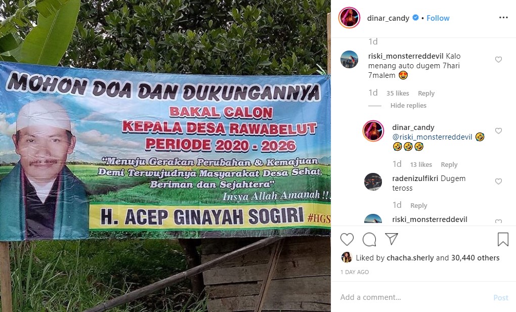 Ayah Calon Kades, Dinar Candy Minta Doa Malah Disarankan Gelar Acara Dugem Untuk Tasyakuran