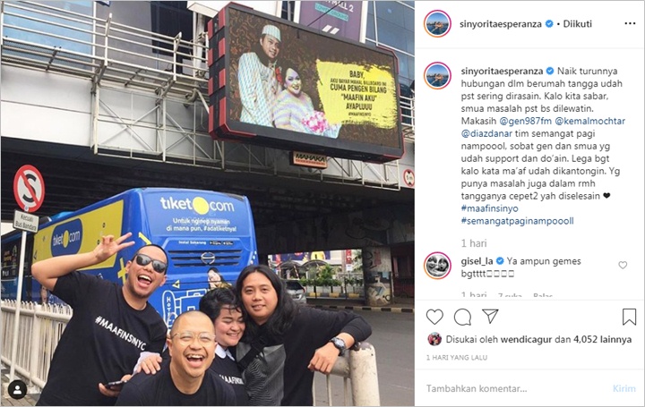 Pemicunya Sepele, Sinyorita Sewa Billboard Jalan Belasan Juta Demi Minta Maaf ke Suami?