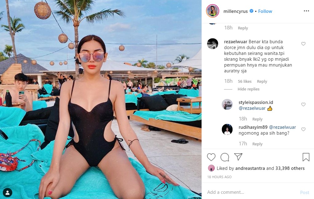 Millendaru Tampil Seksi Berbikini, Malah Dibandingkan Dengan Sikap Dorce Gamalama Yang Santun