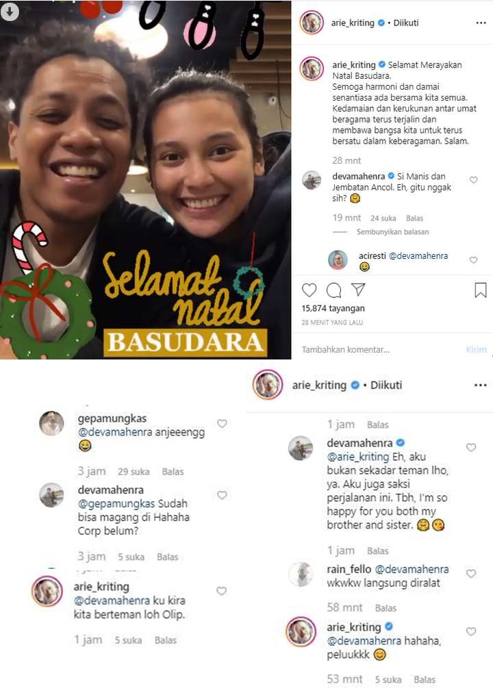 Komentar Deva di Postingan Arie Kriting dan Indah Permatasari Disorot