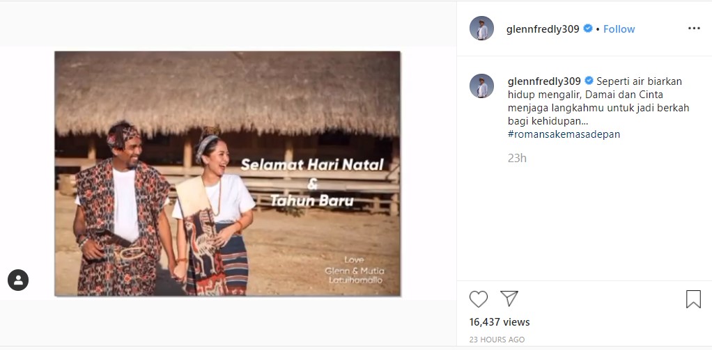 Glenn Fredly Tutup Kolom Komentar Saat Beri Ucapan Selamat Natal Bersama Mutia Ayu