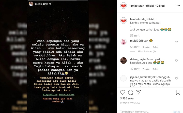 InstaStory Zaskia Gotik