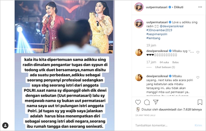 Manggung Sebagai Istri Perwira Polisi, Uut Permatasari Tak Terima Dipanggil Begini Oleh Dewi Persik