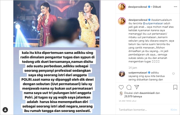 Manggung Sebagai Istri Perwira Polisi, Uut Permatasari Tak Terima Dipanggil Begini Oleh Dewi Persik
