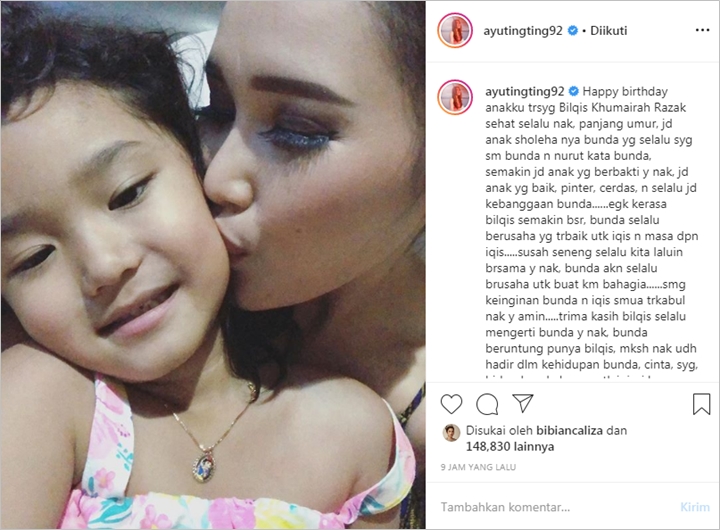 Sang Anak Ulang Tahun, Ayu Ting Ting: Makasih Nak Sudah Hadir di Kehidupan Bunda