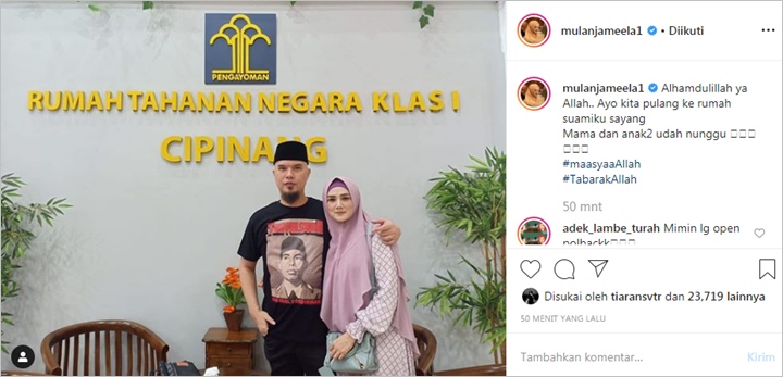Pamer Foto Ahmad Dhani Usai Resmi Bebas, Mulan: Ayo Kita Pulang Ke Rumah Suamiku Sayang