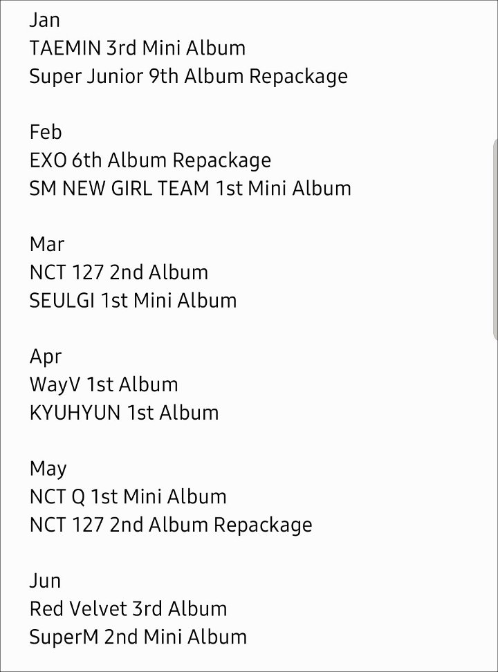 Beredar Jadwal Comeback Artis SM Ent 2020, Ada Grup/Sub-unit Baru dan Idol Cewek Debut Solo