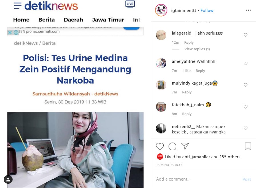 Susul Ibra Azhari, Medina Zein Positif Narkoba Diduga Sebab Derita Bipolar