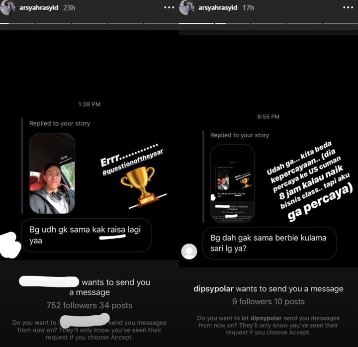 InstaStory Arsyah Rsyid Kekasih Maudy Ayunda