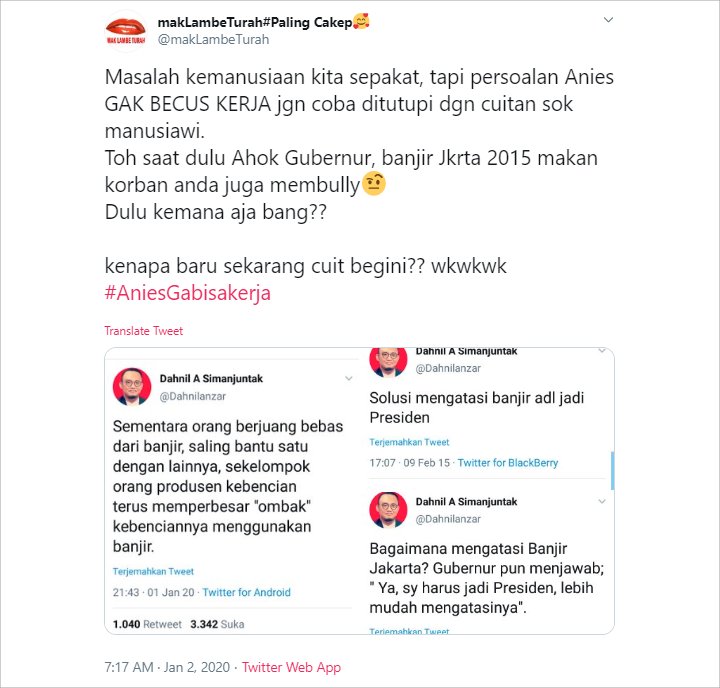 Tagar #AniesGabisaKerja Trending Gegara Banjir, Cuitan Lawas Dahnil Anzar Kembali Disorot-2