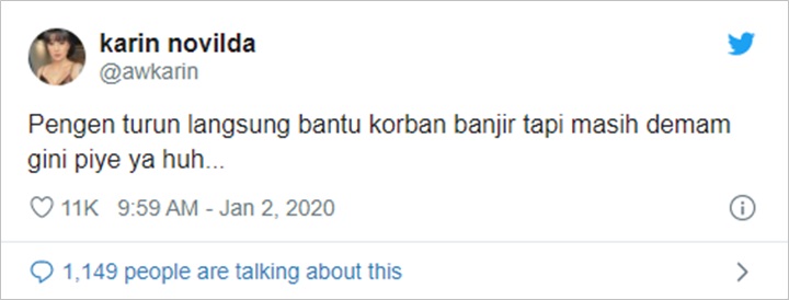 Karin Novilda Bantu Banjir