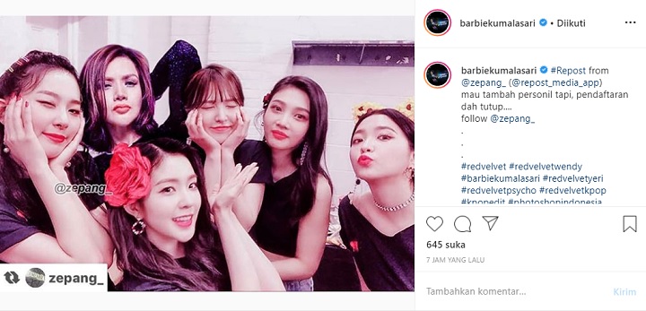 Postingan Barbie Kumalasari Bareng Red Velvet