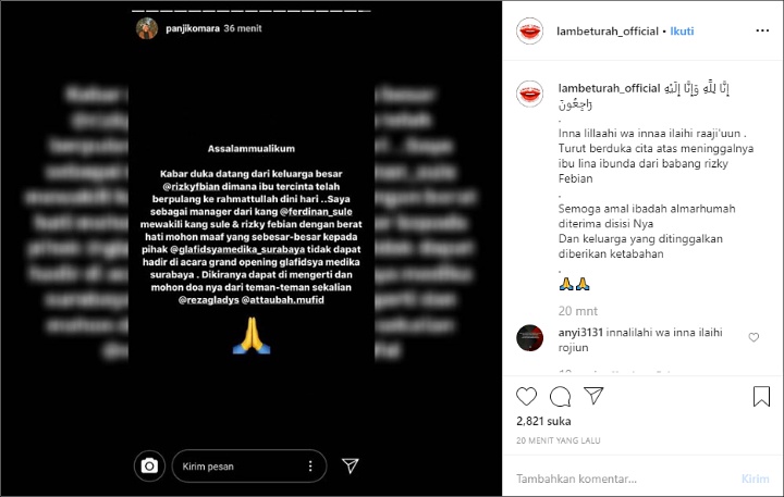Kabar Duka, Lina Mantan Istri Sule Meninggal Dunia