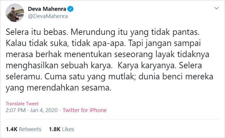 Pembelaan Deva Mahenra untuk Putri Marino