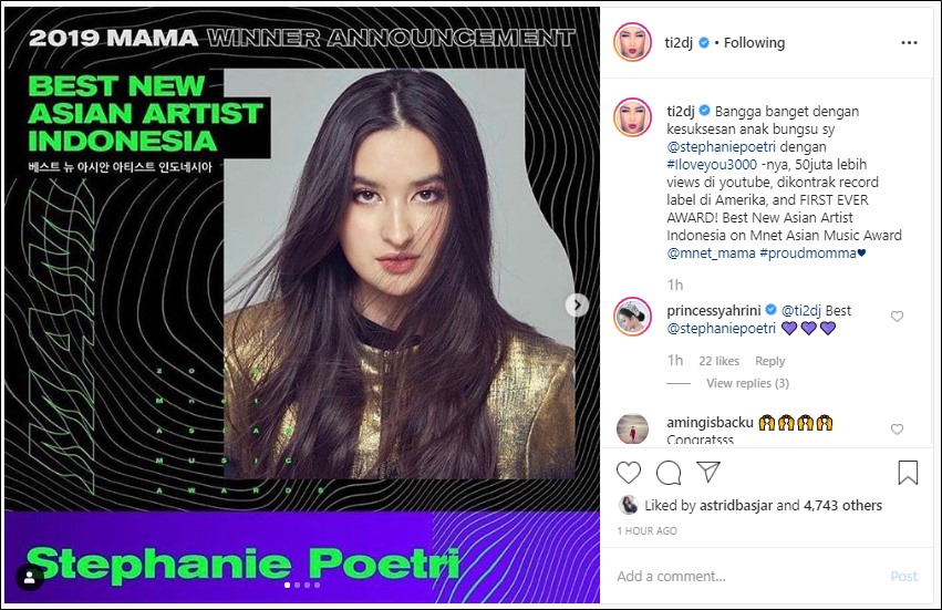 Titi DJ Bagikan Momen Bangga Prestasi Stephanie Poetri, Dapat Ucapan Selamat Dari Banyak Musisi Hits