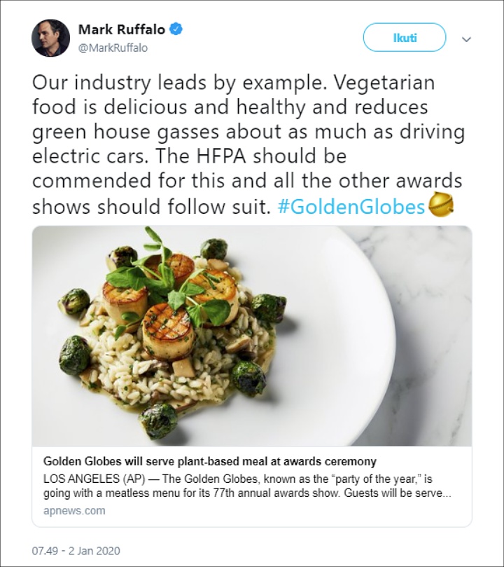Mark Ruffalo Puji Golden Globes