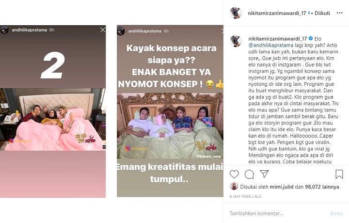 Postingan Instagram Nikita Mirzani