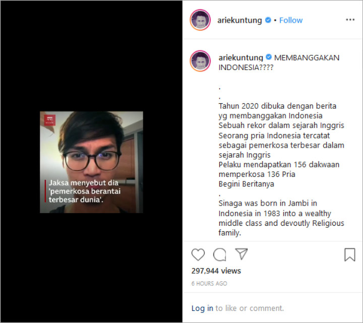 Arie Untung Soroti Predator Seksual Reynhard Sinaga