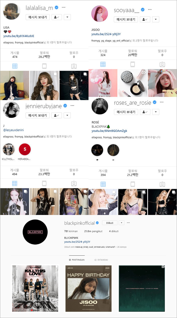 Jumlah Followers Fantastis Instagram Member Blackpink Picu Komentar Julid