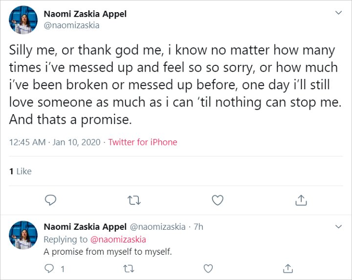 Cuitan Naomi Zaskia di Twitter