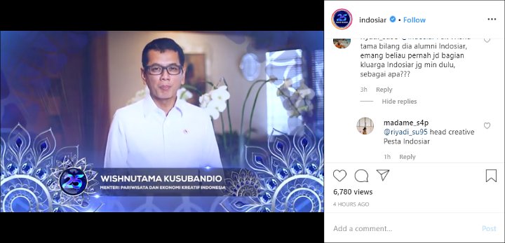 Jelang HUT 25 Indosiar, Wishnutama Ngaku Sebagai Alumni Beri Ucapan Ini