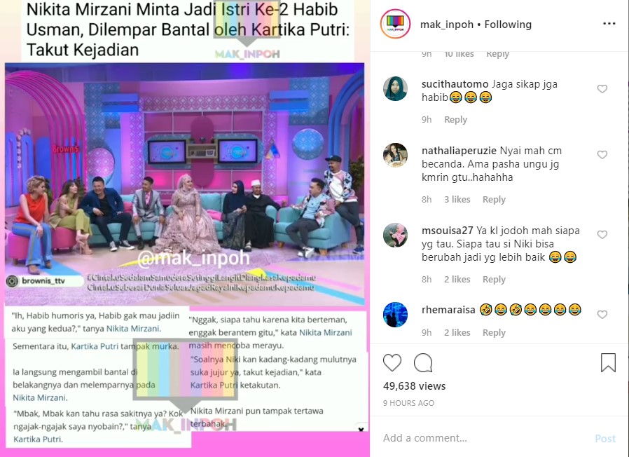Nikita Mirzani Goda Habib Usman Minta Dijadikan Istri Kedua, Kartika Putri Beri Reaksi Begini