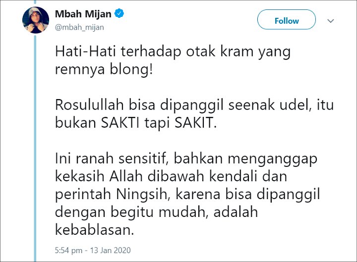 Komentar Mbah Mijan Soal Pengakuan Ningsih Tinampi