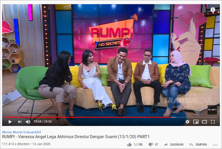 Reaksi Suami Vanessa Angel